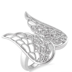 Parkplace Jewelers Silver Angel Wings Diamond Fashion Ring 87259PPSSSLRG