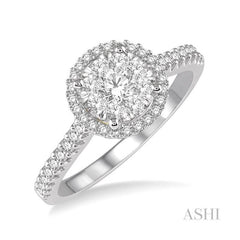 ASHI Round Shape Halo Lovebright Essential Diamond Engagement Ring 124F3PPFVWY