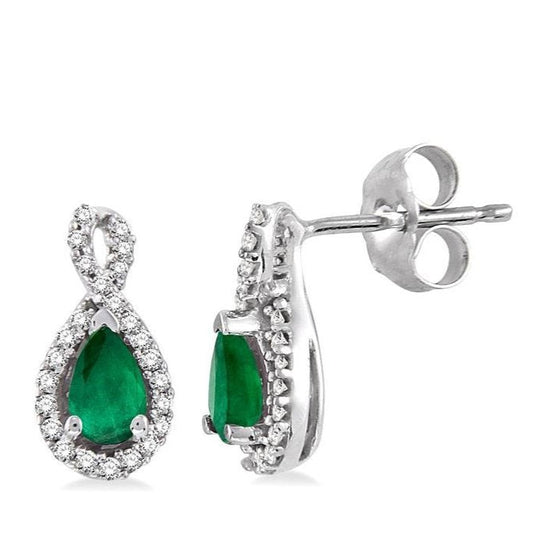 Parkplace Jewelers Pear Shape Gemstone & Halo Diamond Earrings 58368PPFNEREMWG