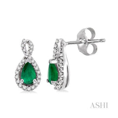 ASHI Pear Shape Gemstone & Halo Diamond Earrings 58368PPFNEREMWG