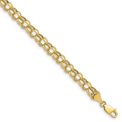 Quality Gold 14k 7in 5.5mm Hollow Double Link Charm Bracelet DOH22