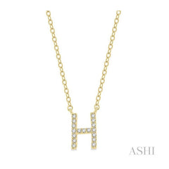 ASHI Block 'H' Initial Diamond Pendant 912F9PPFSPDYG-H