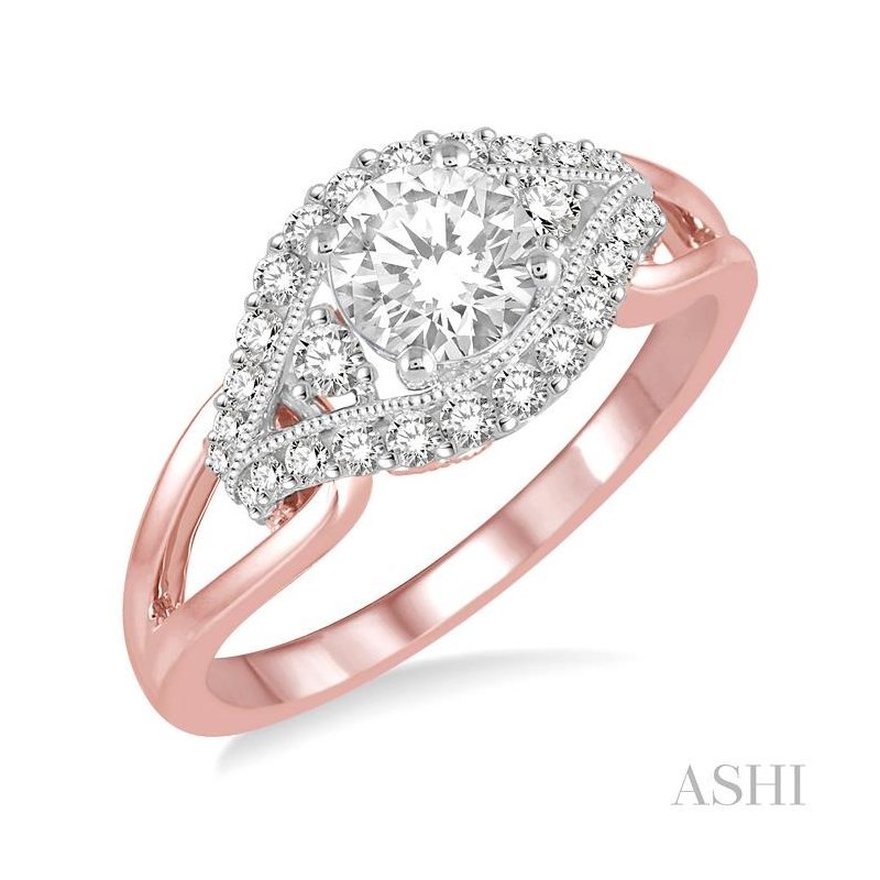 ASHI Round Shape Diamond Engagement Ring 242D2PPFHPW-LE