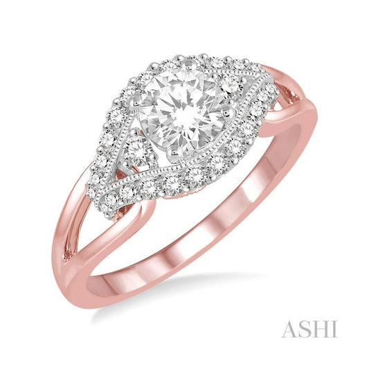 ASHI Round Shape Diamond Engagement Ring 242D2PPFHPW-LE