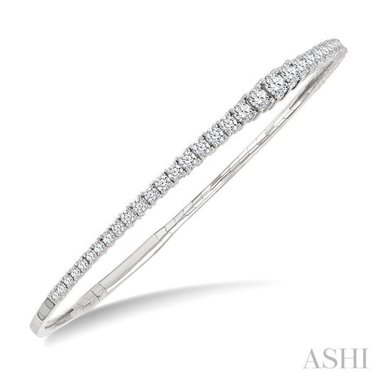 ASHI Diamond Halfway Graduated Flex Bangle 701W0PPFGWG-2.00