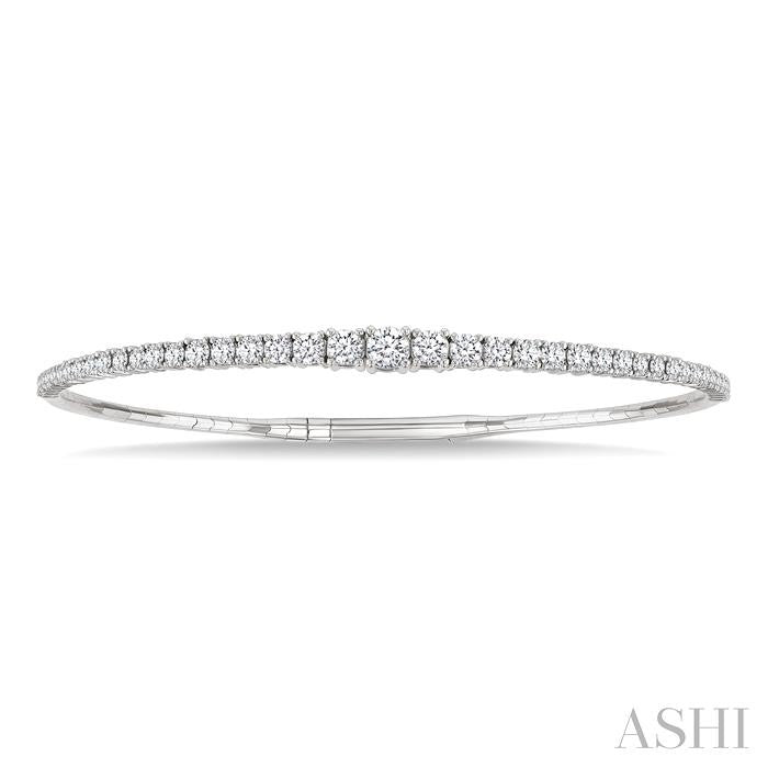 ASHI Diamond Halfway Graduated Flex Bangle 701W0PPFGWG-2.00
