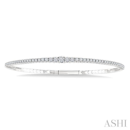 ASHI Diamond Halfway Graduated Flex Bangle 701W1PPFGWG