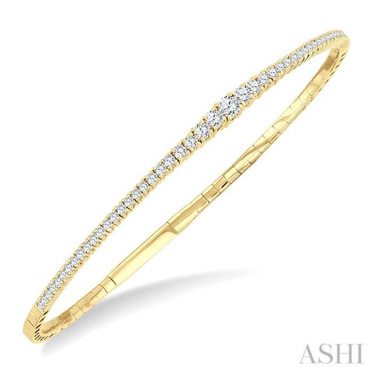 ASHI Diamond Halfway Graduated Flex Bangle 701W1PPFGYG