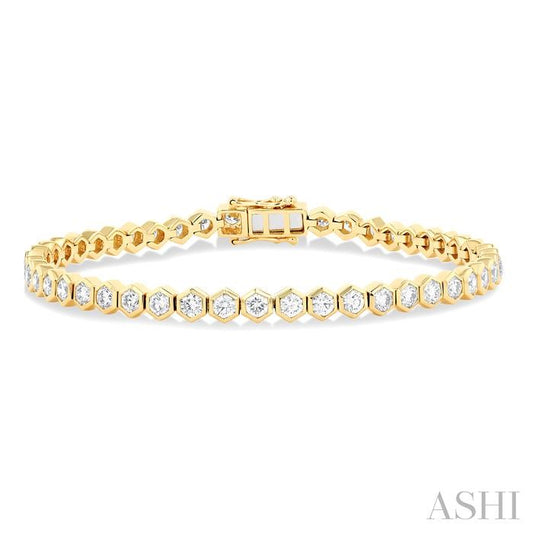 ASHI Hexagon Shape Bezel Set Diamond Tennis Bracelet 70414PPFGYG