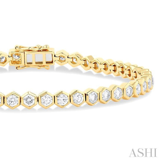 ASHI Hexagon Shape Bezel Set Diamond Tennis Bracelet 70414PPFGYG