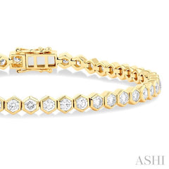 ASHI Hexagon Shape Bezel Set Diamond Tennis Bracelet 70414PPFGYG
