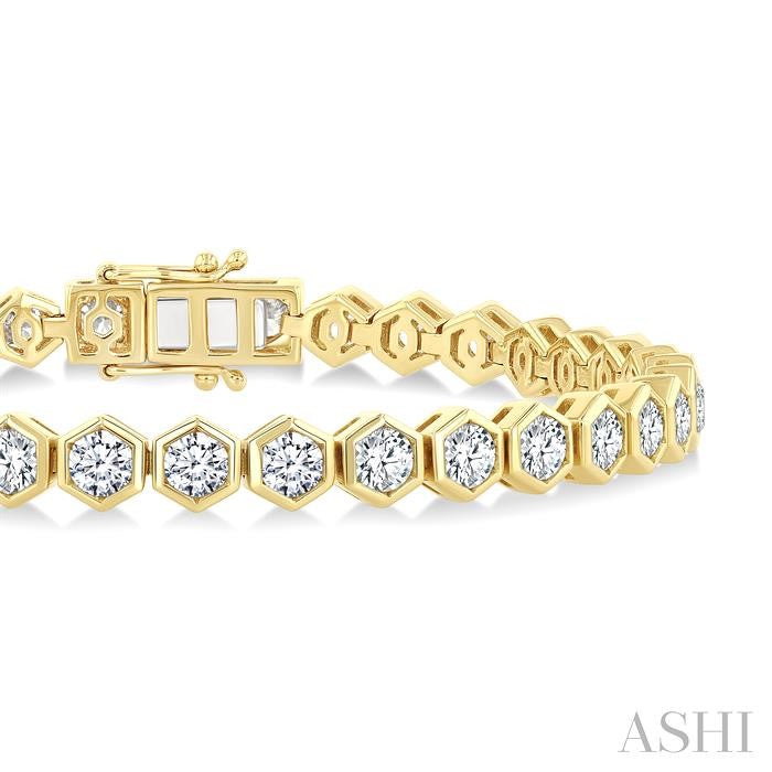 ASHI Hexagon Shape Bezel Set Diamond Tennis Bracelet 70417PPFGYG