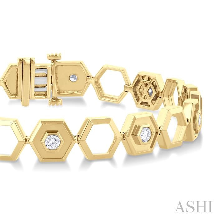 ASHI Hexagon Shape Diamond Fashion Bracelet 7043VPPFGYG