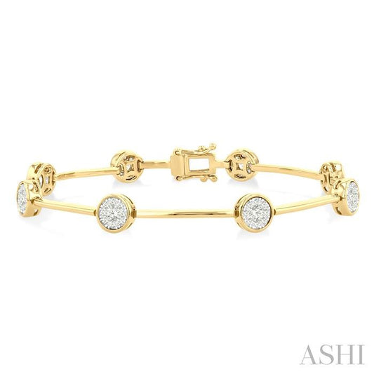 ASHI Round Shape Bar Link Lovebright Diamond Bracelet 70551PPFGYW