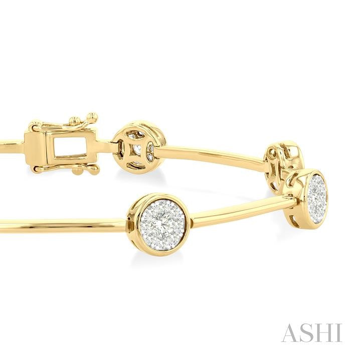 ASHI Round Shape Bar Link Lovebright Diamond Bracelet 70551PPFGYW
