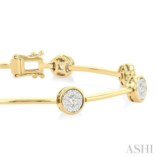 ASHI Round Shape Bar Link Lovebright Diamond Bracelet 70551PPFGYW
