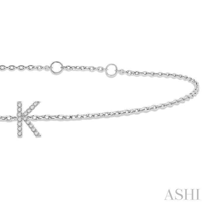 ASHI Block 'K' Initial Diamond Chain Bracelet 705A0PPTSWG-K