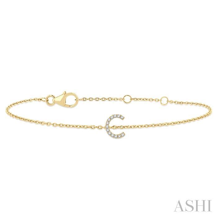 ASHI Block 'C' Initial Diamond Chain Bracelet 705A0PPTSYG-C