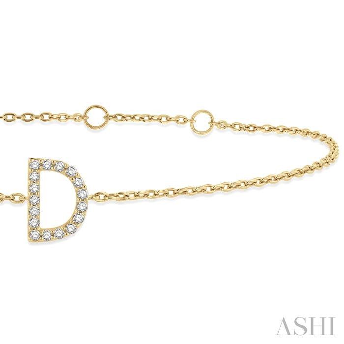 ASHI Block 'D' Initial Diamond Chain Bracelet 705A0PPTSYG-D