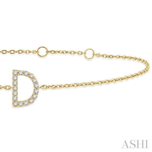 ASHI Block 'D' Initial Diamond Chain Bracelet 705A0PPTSYG-D