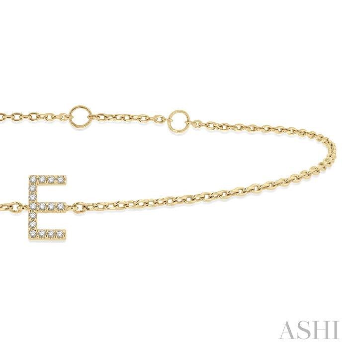 ASHI Block 'E' Initial Diamond Chain Bracelet 705A0PPTSYG-E