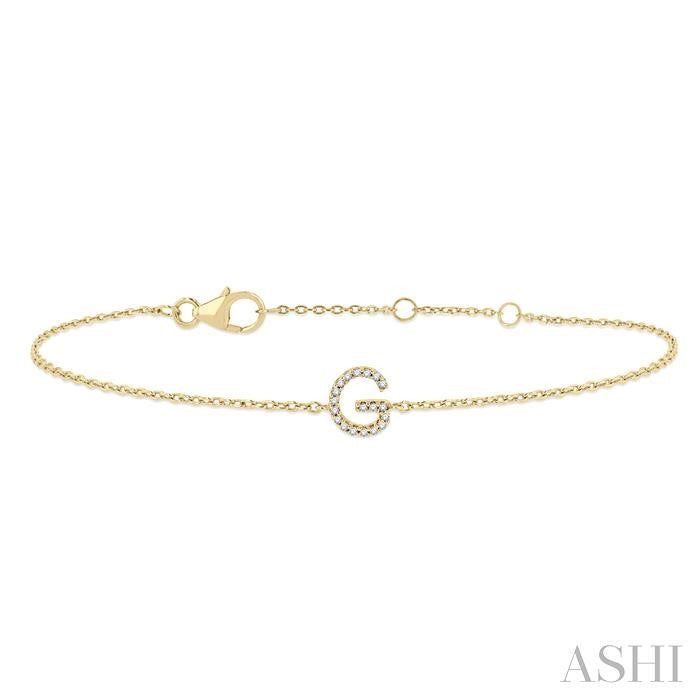 ASHI Block 'G' Initial Diamond Chain Bracelet 705A0PPTSYG-G