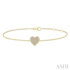 ASHI Heart Shape Petite Diamond Fashion Chain Bracelet 705E0PPTSYG