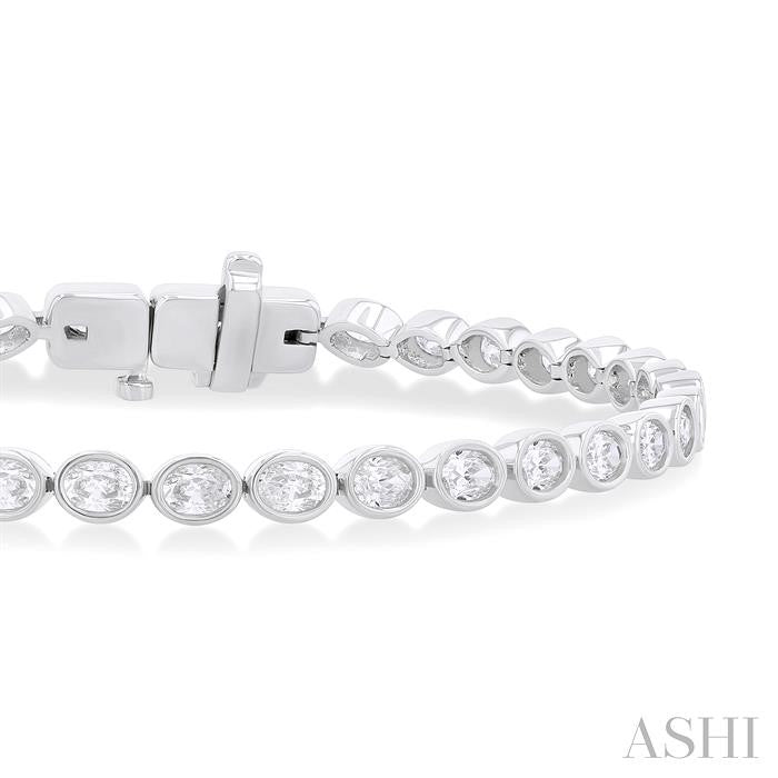 ASHI Oval Shape East-West Bezel Set Diamond Tennis Bracelet 70623PPFGWG-OV