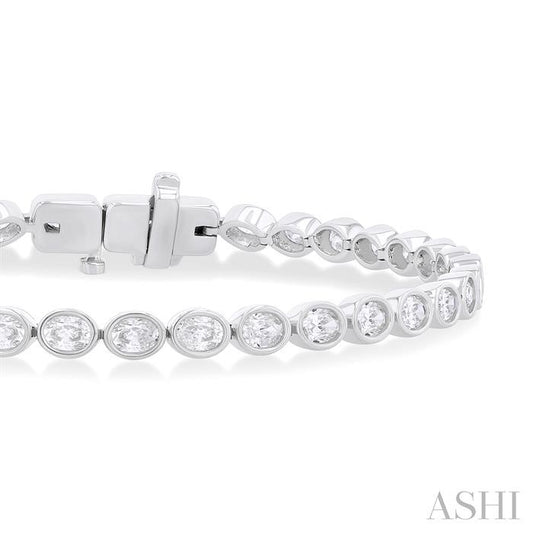ASHI Oval Shape East-West Bezel Set Diamond Tennis Bracelet 70623PPFGWG-OV