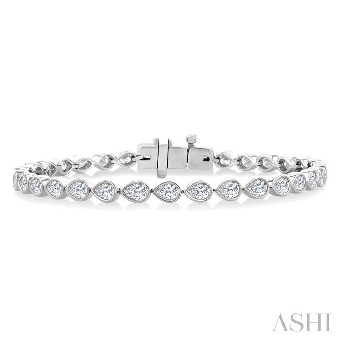 ASHI Pear Shape East-West Bezel Set Diamond Tennis Bracelet 70623PPFGWG-PR