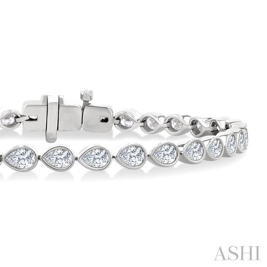 ASHI Pear Shape East-West Bezel Set Diamond Tennis Bracelet 70623PPFGWG-PR