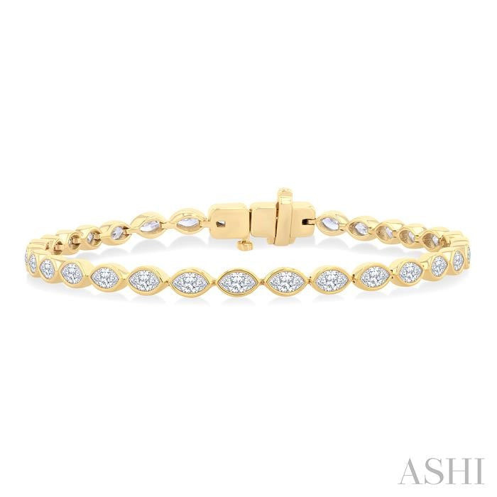 ASHI Marquise Shape East-West Bezel Set Diamond Tennis Bracelet 70623PPFGYG-MQ