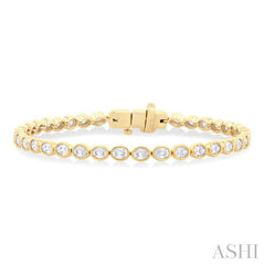 ASHI Oval Shape East-West Bezel Set Diamond Tennis Bracelet 70623PPFGYG-OV