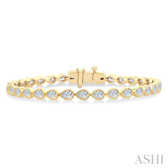 ASHI Pear Shape East-West Bezel Set Diamond Tennis Bracelet 70623PPFGYG-PR