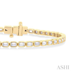 ASHI Emerald Shape East-West Bezel Set Diamond Tennis Bracelet 70624PPFGYG-OC