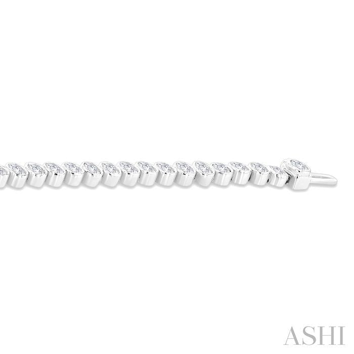ASHI Oval Shape North-South Bezel Set Diamond Tennis Bracelet 70634PPFGWG-OV