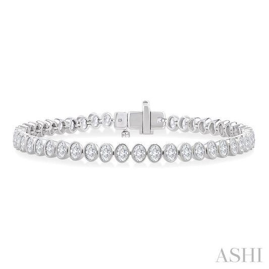 ASHI Oval Shape North-South Bezel Set Diamond Tennis Bracelet 70634PPFGWG-OV