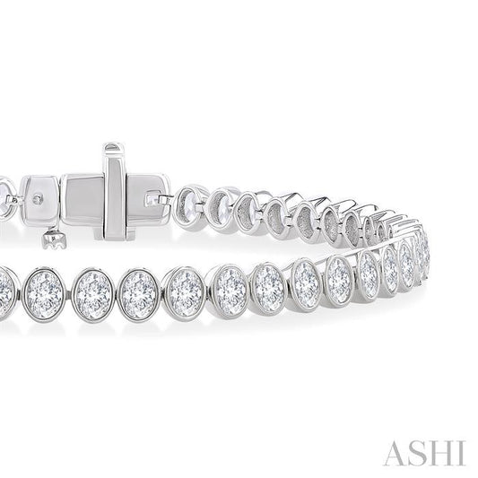 ASHI Oval Shape North-South Bezel Set Diamond Tennis Bracelet 70634PPFGWG-OV