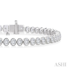 ASHI Oval Shape North-South Bezel Set Diamond Tennis Bracelet 70634PPFGWG-OV