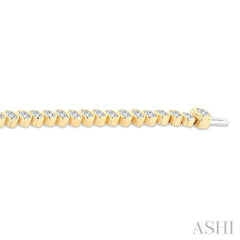 ASHI Oval Shape North-South Bezel Set Diamond Tennis Bracelet 70634PPFGYG-OV