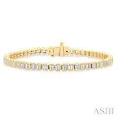 ASHI Emerald Shape North-South Bezel Set Diamond Tennis Bracelet 70635PPFGYG-OC