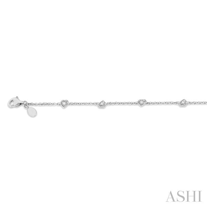 ASHI Heart Shape Diamond Station Chain Bracelet 706C0PPTGWG
