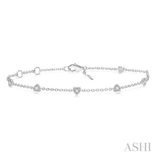 ASHI Heart Shape Diamond Station Chain Bracelet 706C0PPTGWG