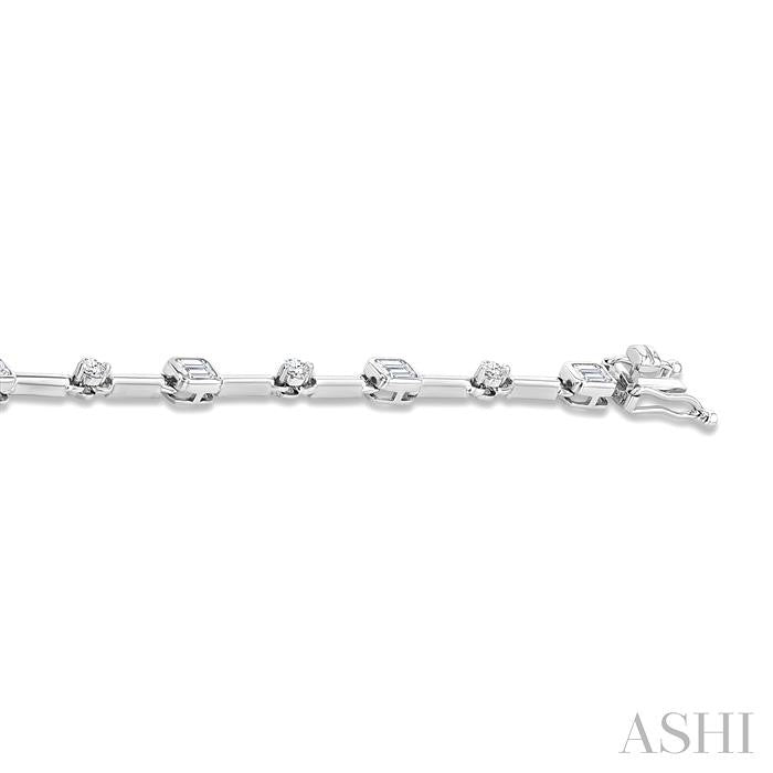 ASHI Emerald Shape Bezel Set Diamond Bracelet 70781PPFGWG-OC