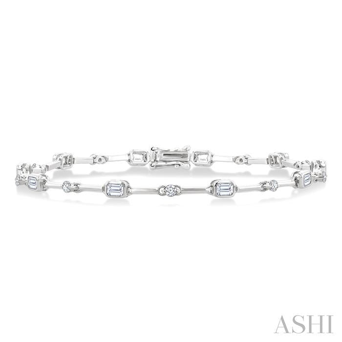 ASHI Emerald Shape Bezel Set Diamond Bracelet 70781PPFGWG-OC