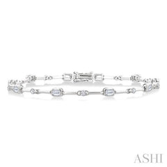 ASHI Emerald Shape Bezel Set Diamond Bracelet 70781PPFGWG-OC