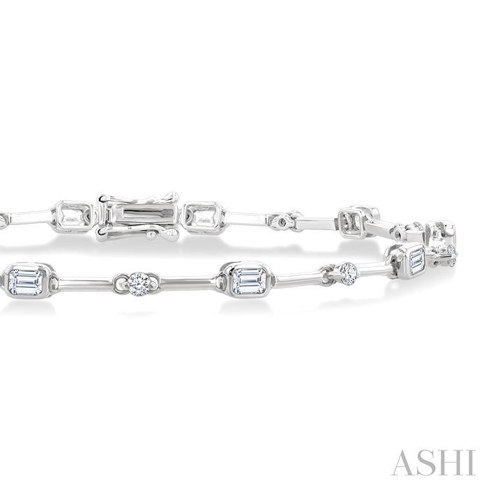 ASHI Emerald Shape Bezel Set Diamond Bracelet 70781PPFGWG-OC