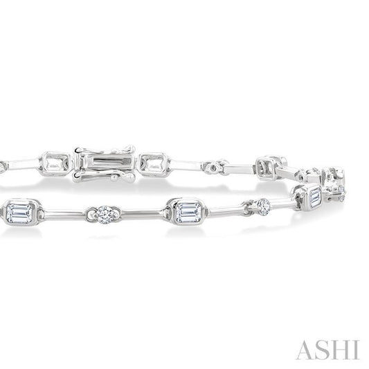 ASHI Emerald Shape Bezel Set Diamond Bracelet 70781PPFGWG-OC