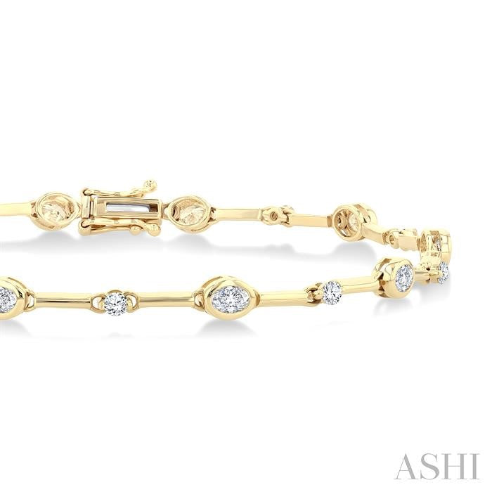 ASHI Oval Shape Bezel Set Diamond Bracelet 70781PPFGYG-OV