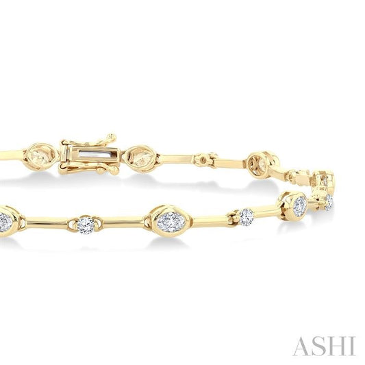 ASHI Oval Shape Bezel Set Diamond Bracelet 70781PPFGYG-OV